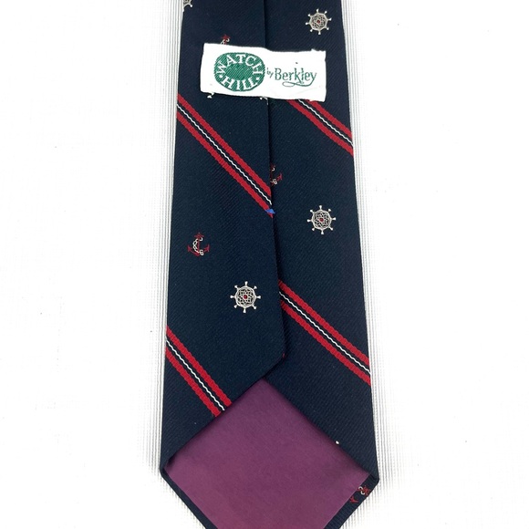 VINTAGE Watch Hill By Berkley Neck Tie Mens Necktie NAUTICAL Red/White/Blue 3x58 - Picture 3 of 8